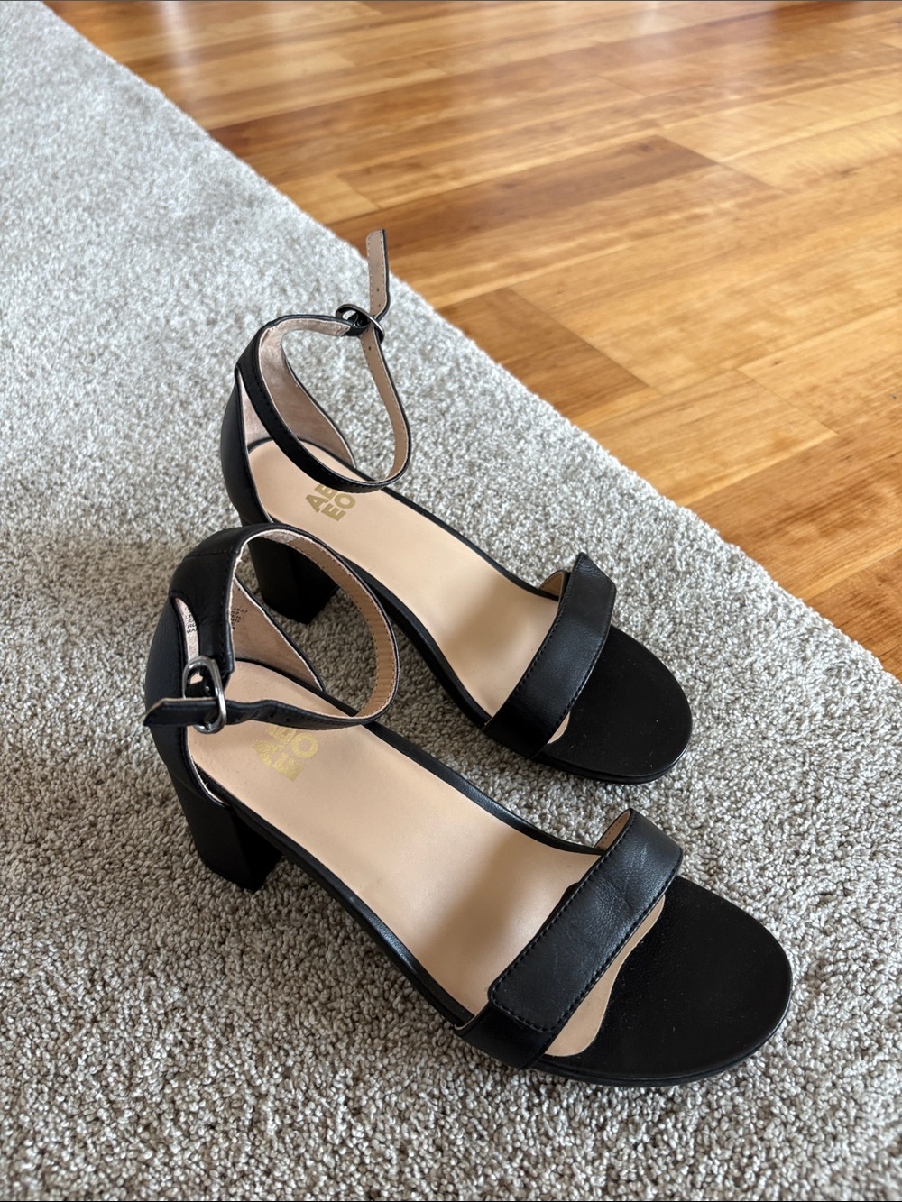 Classic Black Ankle-Strap Block Heel Sandals
